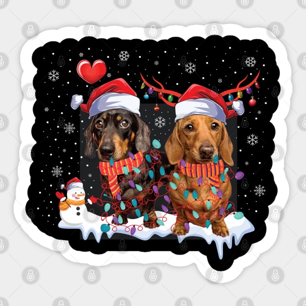 Merry xmas Dachshund Dog Lover christmas gift Sticker by RedCrunch